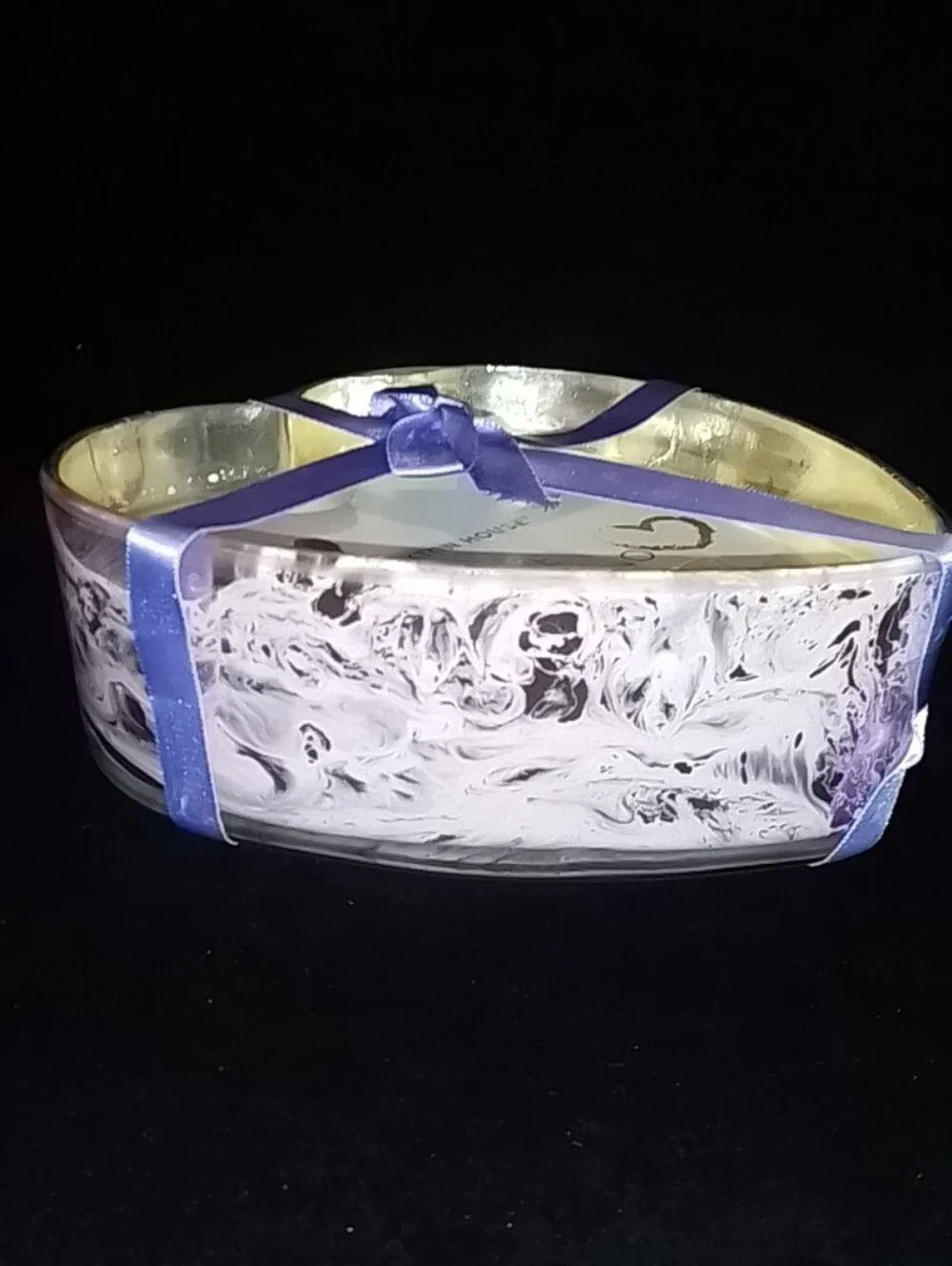 Heart-Shaped Lavender Purple Soy Candle with Ribbon